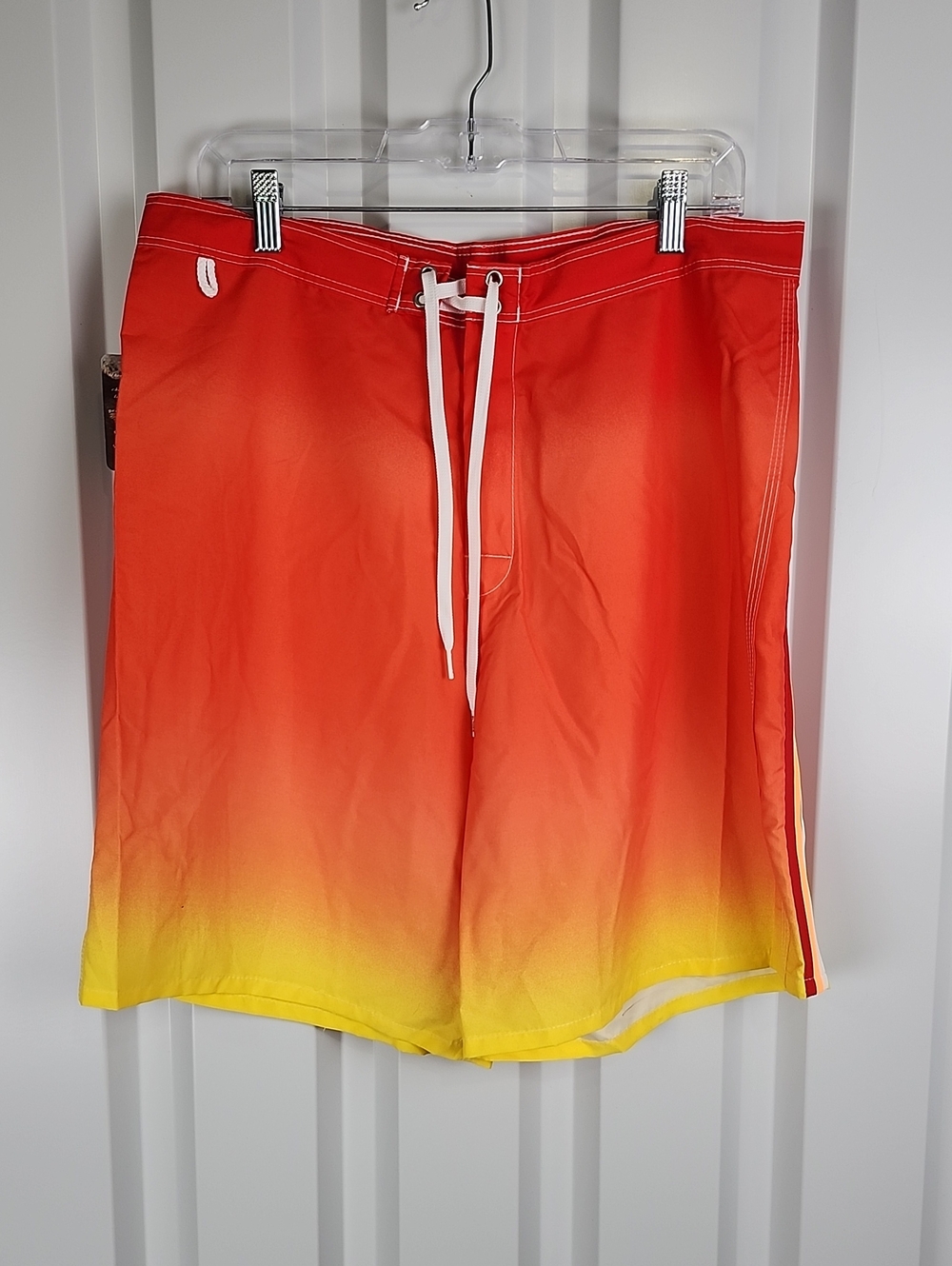 Sundek Vintage Men's Gradient Red Yellow Board Shorts Sz 34 Deadstock Y2K Surf